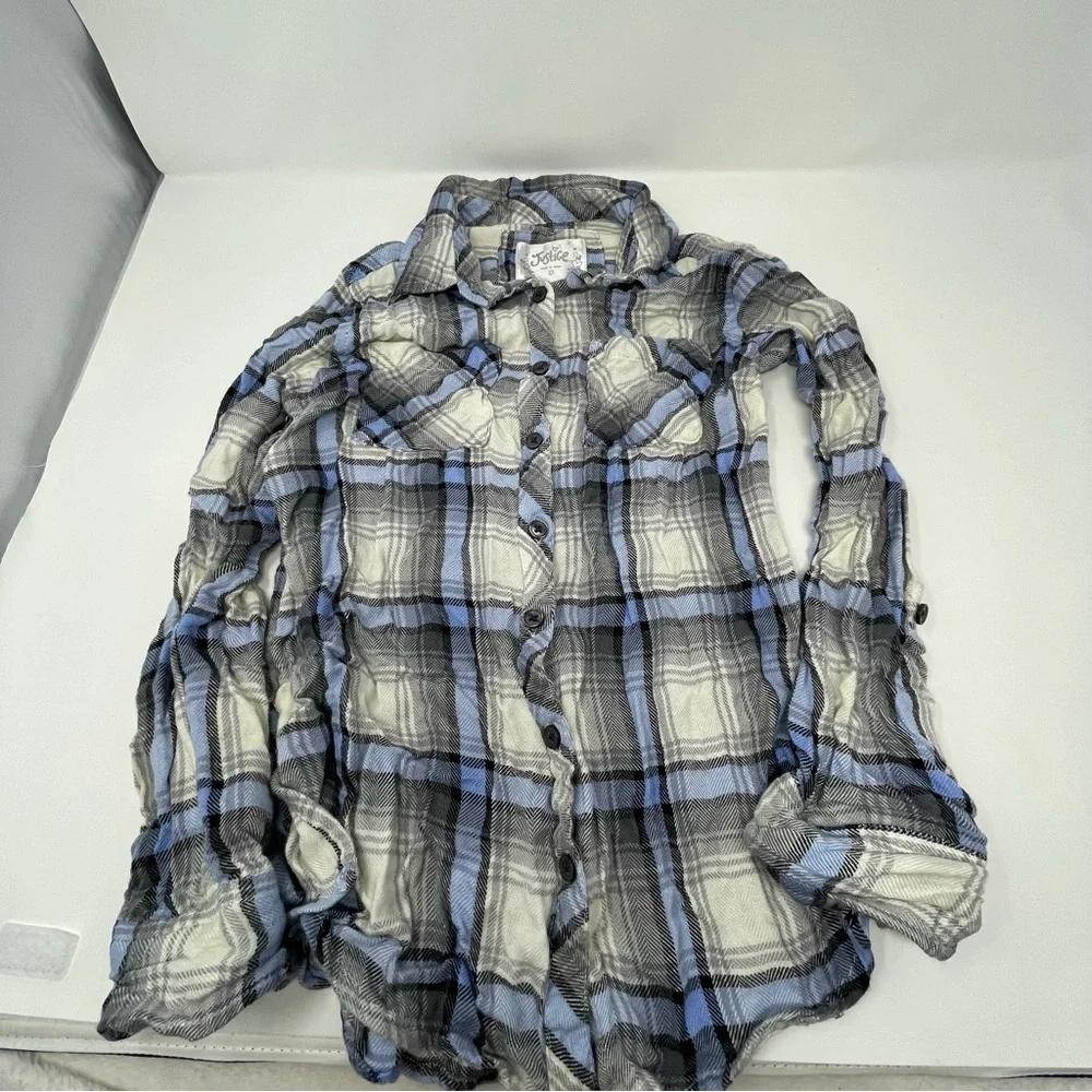 Justice Girls Size 10 Bundle Lot 3pc Army Green Jacket Plaid‎ Button Down Shirts